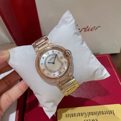 Ballon Bleu De Cartier 36mm Swiss Quartz Movement White Gold/Rose Gold Band Watch